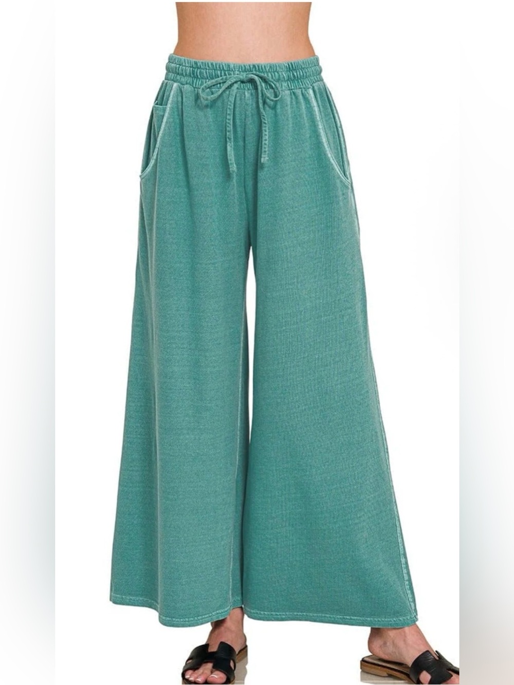 Zenan Outfitters French Terry Pigment Dyed Wide-Leg Sweatpants ~ Teal